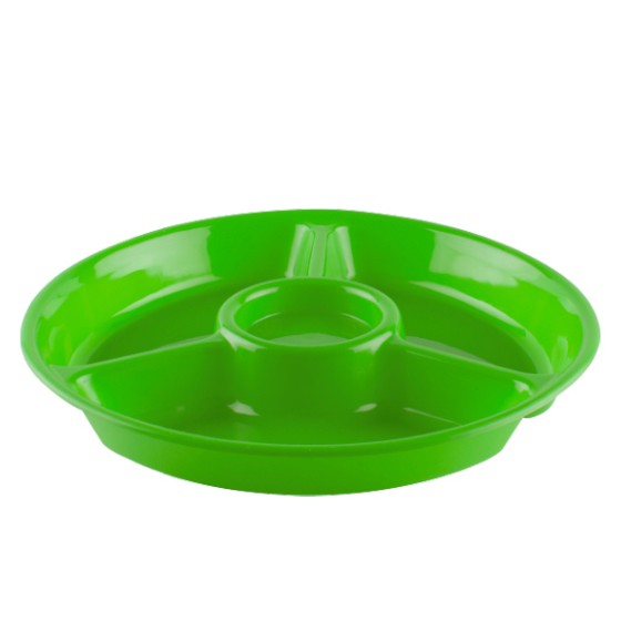 Kitchen utensil- 3-slice snack plate 24.5 cm (BPA FREE Polypropylene) Green